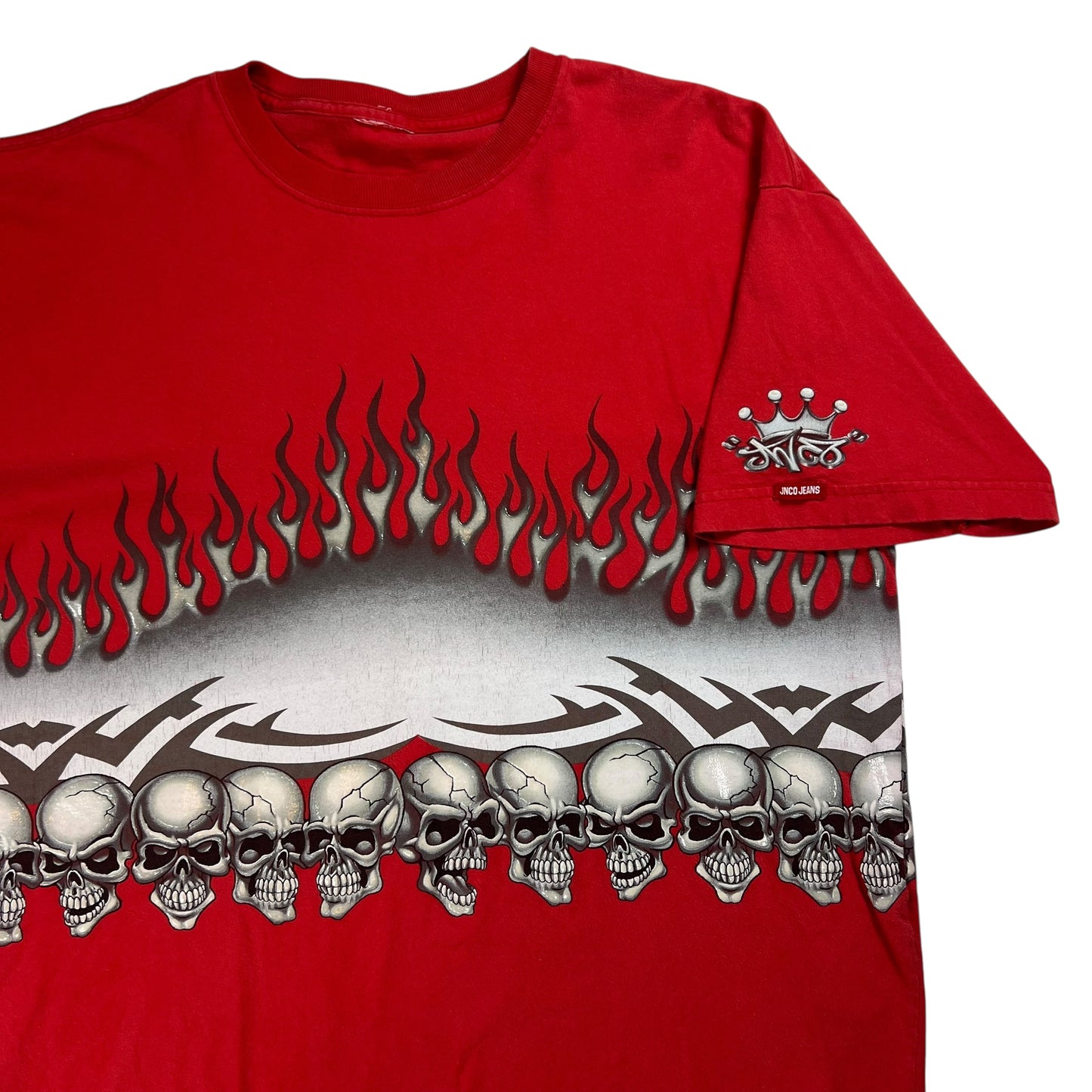 Vintage Y2K JNCO Jeans all over print wrap around skulls tee (XL)