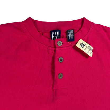 Vintage 90s GAP pink Henley tee (XL) DS NWT