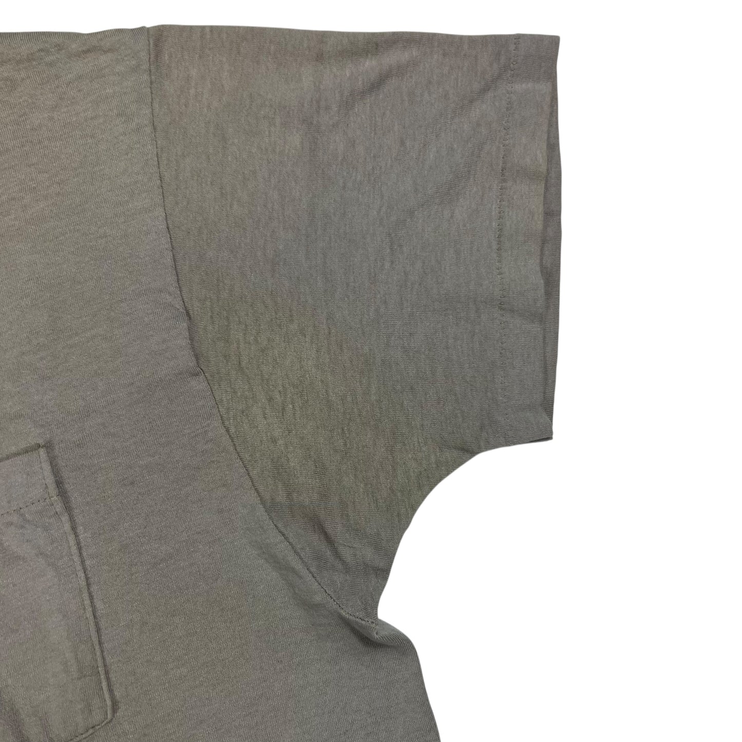 Vintage 80s single stitch selvedge beige faded pocket tee (L)
