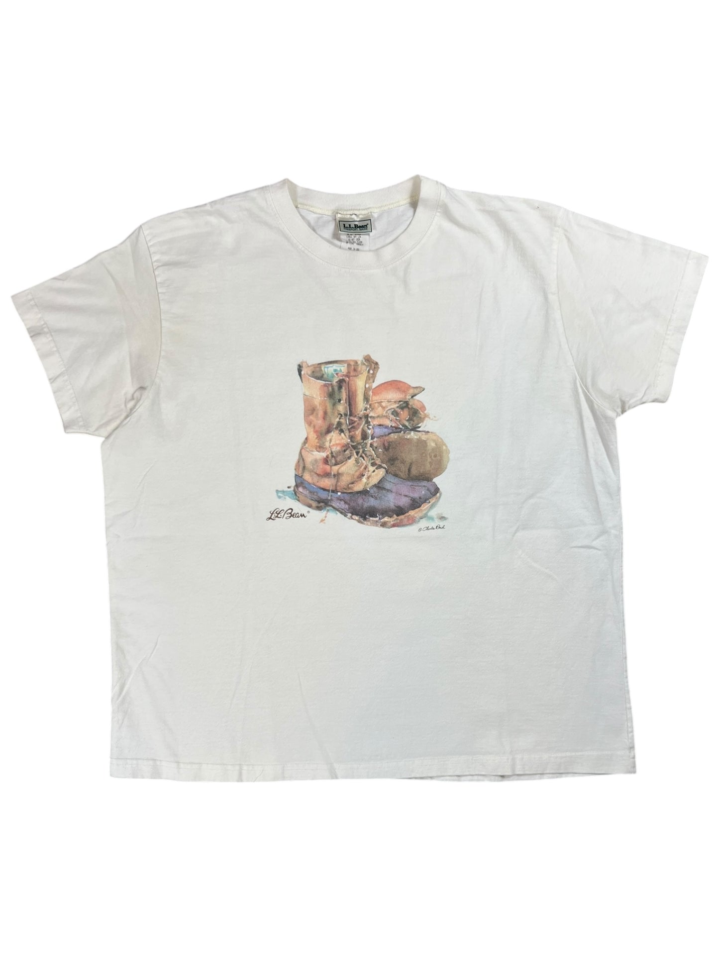 Vintage 90s L.L. Bean Boots painting art tee (M)