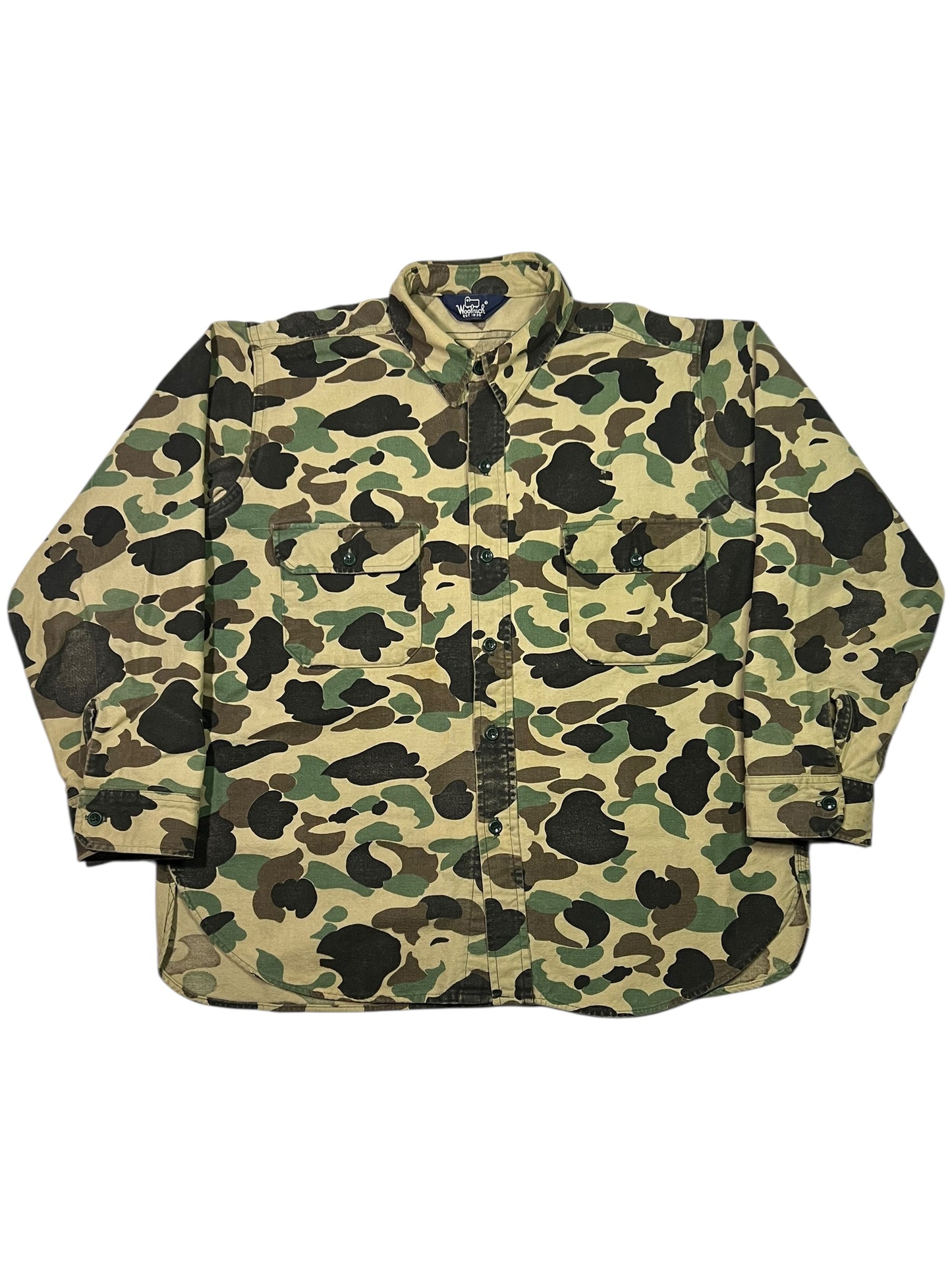 Vintage 80s Woolrich Duck Camo Chamois button up shirt (XL)