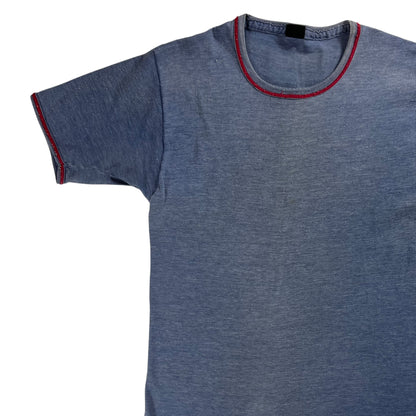 Vintage 1970s faded blue blank tee (M)