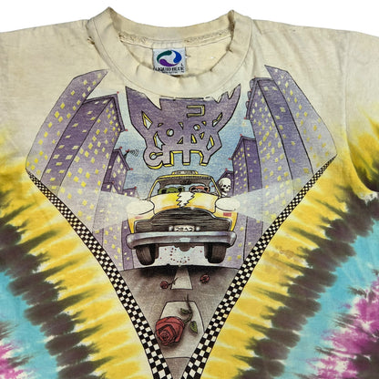 Vintage 1990 Liquid Blue Grateful Dead New York City distressed tie dye band tee (M)