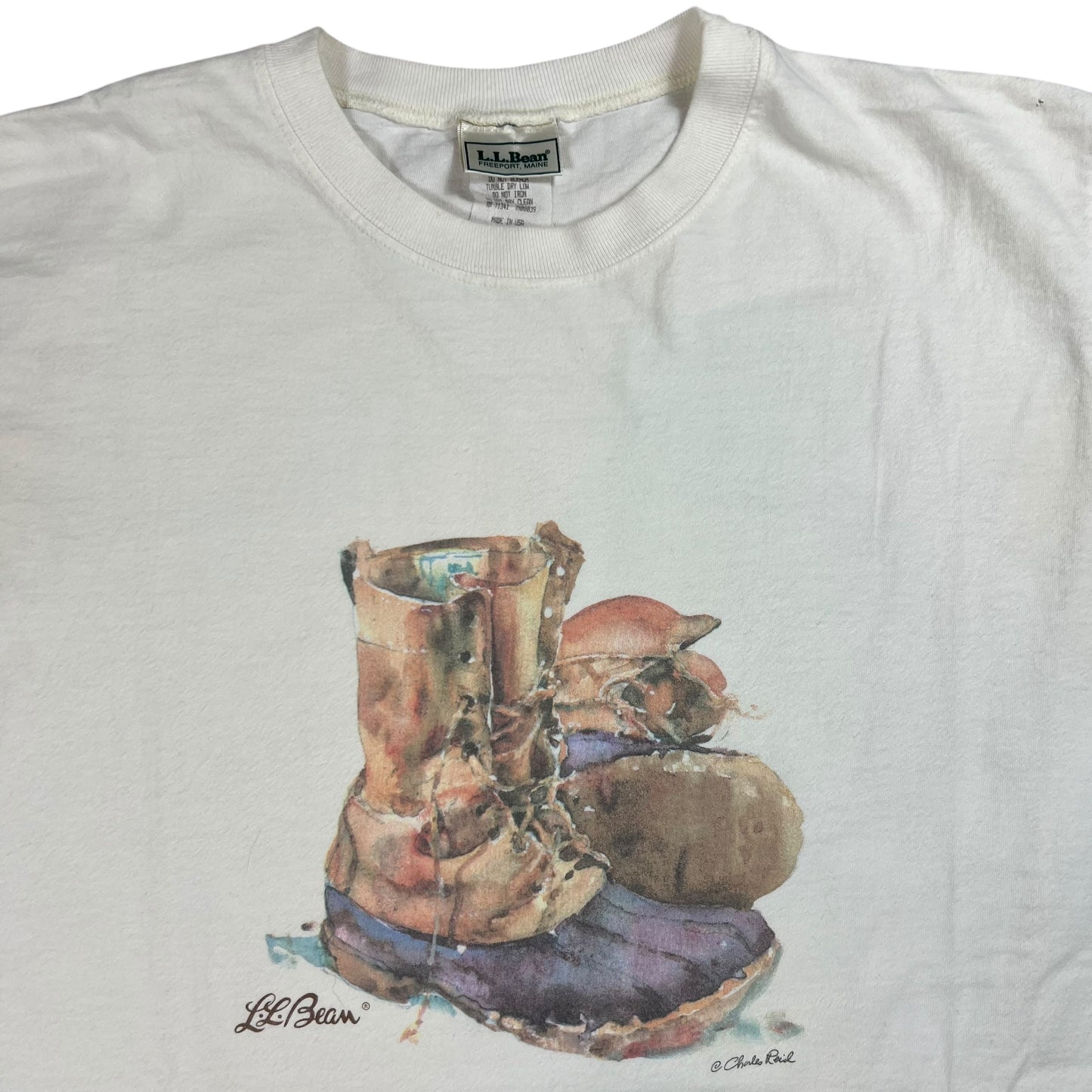 Vintage 90s L.L. Bean Boots painting art tee (M)