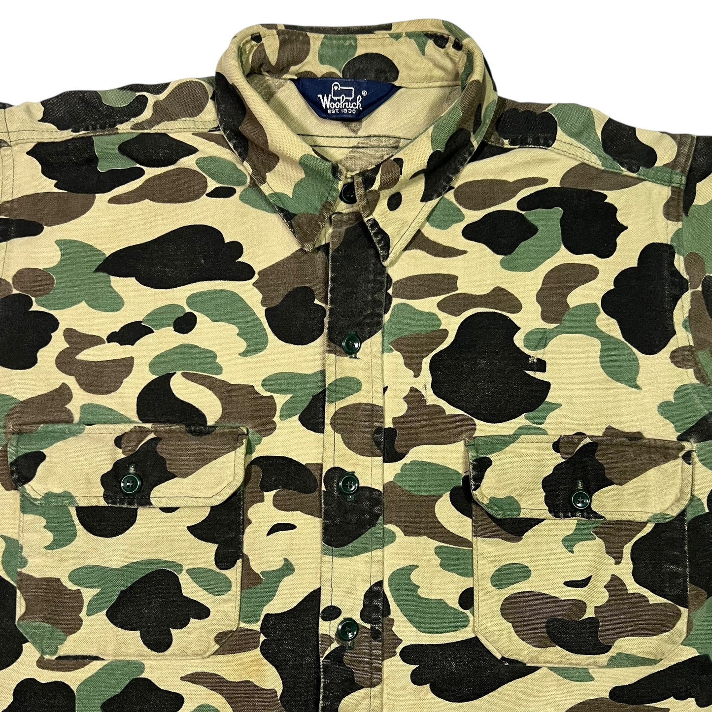 Vintage 80s Woolrich Duck Camo Chamois button up shirt (XL)