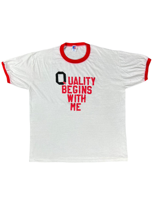 Vintage 80s Russell Athletic Quality begins with me ringer tee (XL)