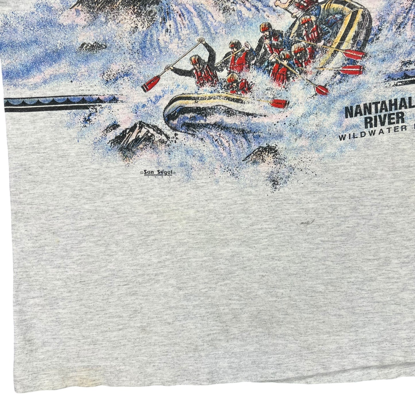 Vintage 1991 San Segal Raging River Survivor all over print nature tee (XL)