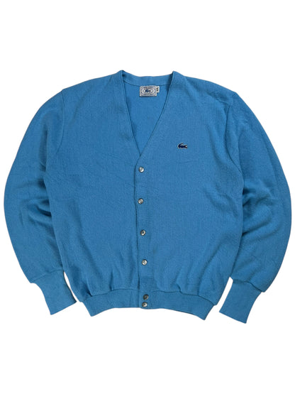 Vintage 80s IZOD Lacoste baby blue cardigan sweater (XL)