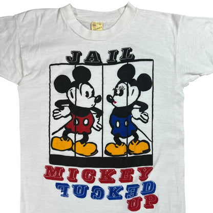 Vintage 1970s Mickey Fucked Up Jail Mickey Mouse parody tee (XS)