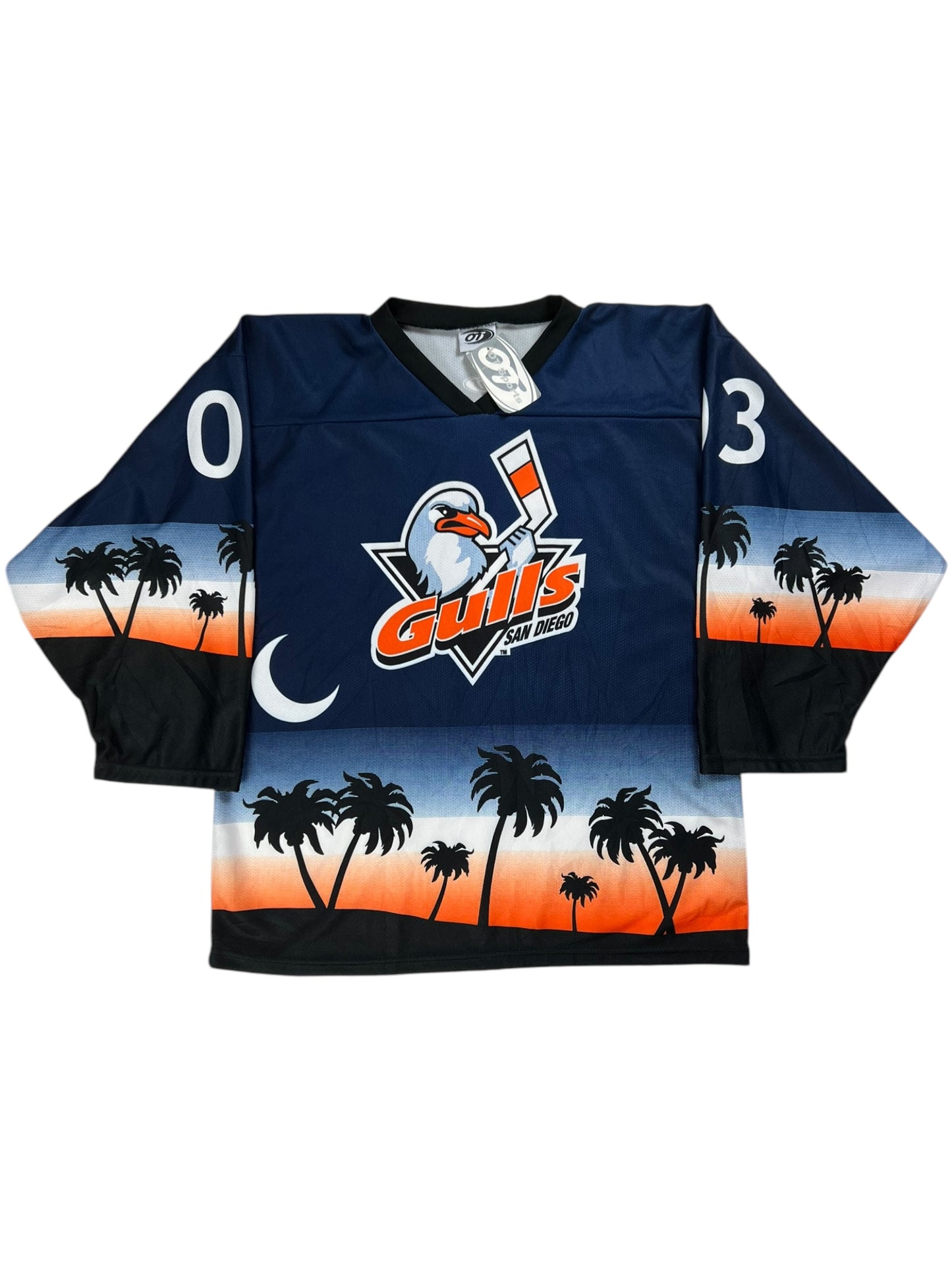 Vintage 2003 San Diego Gulls AHL all over print hockey jersey (L) DS NWT