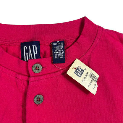 Vintage 90s GAP pink Henley tee (XL) DS NWT