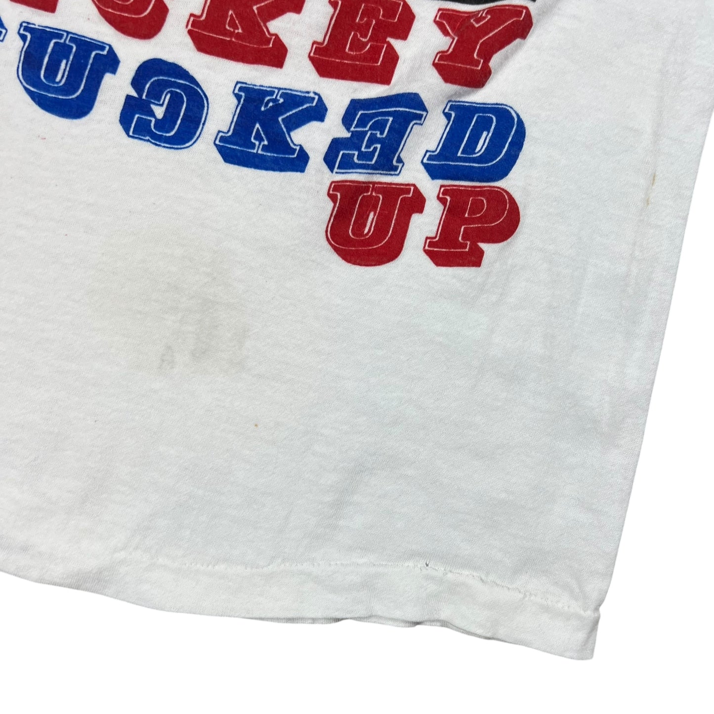 Vintage 1970s Mickey Fucked Up Jail Mickey Mouse parody tee (XS)