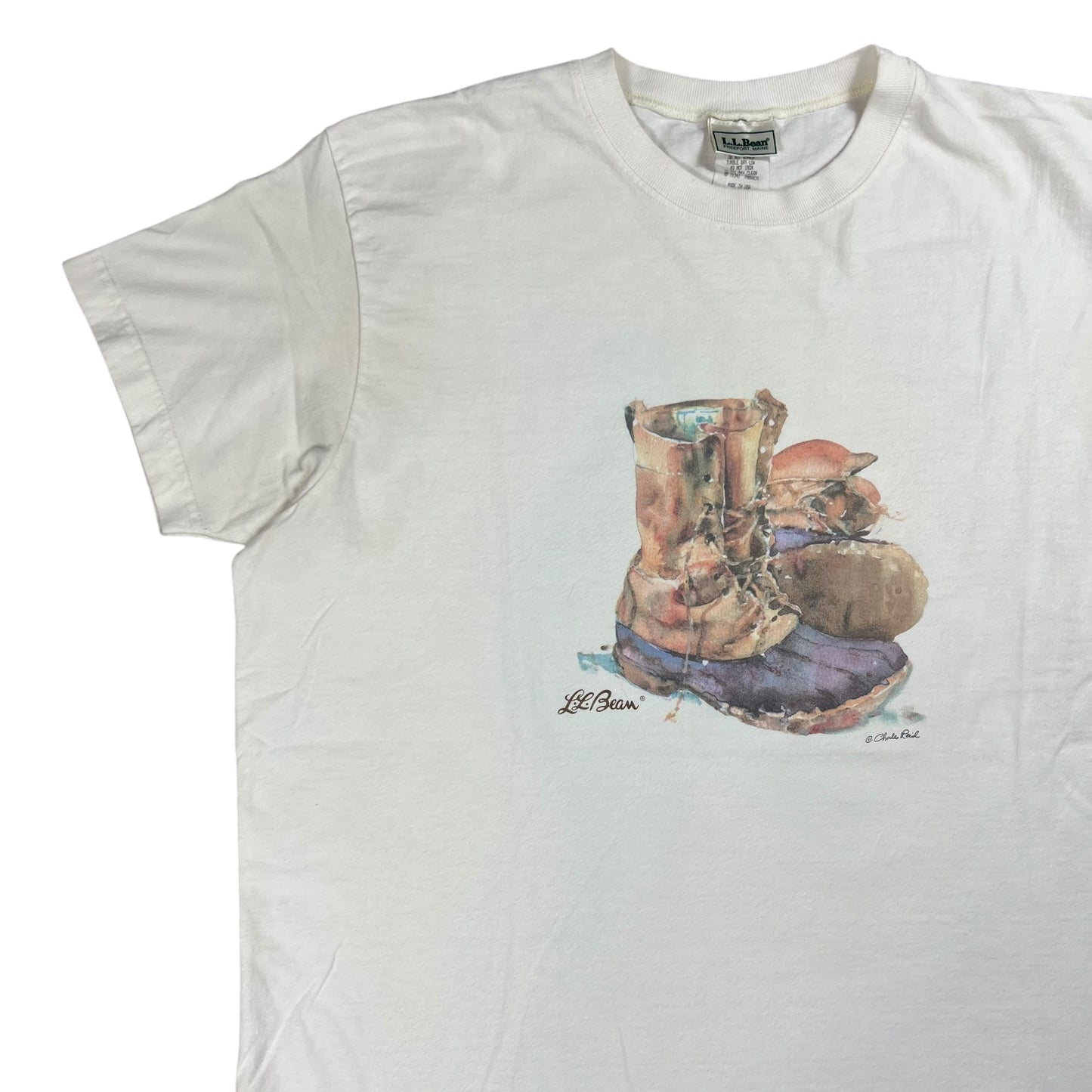Vintage 90s L.L. Bean Boots painting art tee (M)