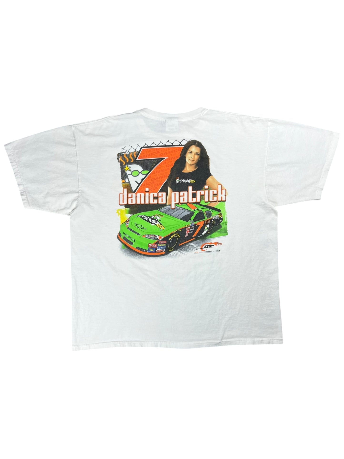 Y2K NASCAR Danica Patrick GoDaddy white racing tee (XXL)