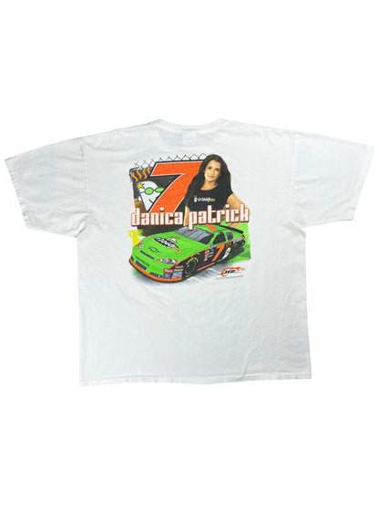 Y2K NASCAR Danica Patrick GoDaddy white racing tee (XXL)