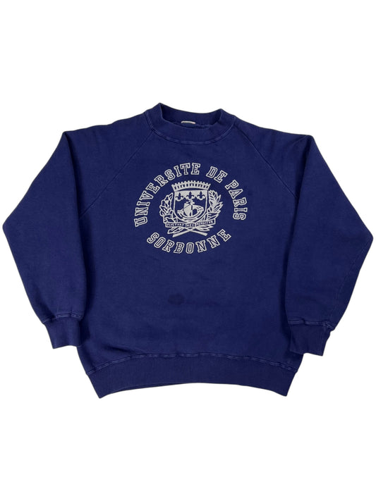 Vintage 1960s Universite De Paris Sorbonne flock print crewneck (S)