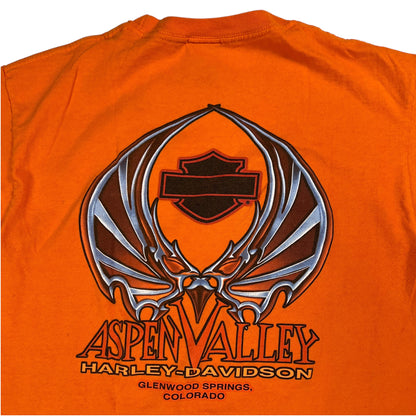 Vintage Y2K Harley Davidson Motorcycles Orange flame tee (M)