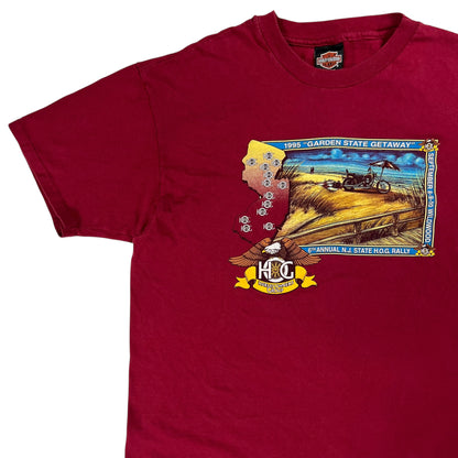 Vintage 1995 Harley Davidson Garden State Getaway biker rally tee (L)