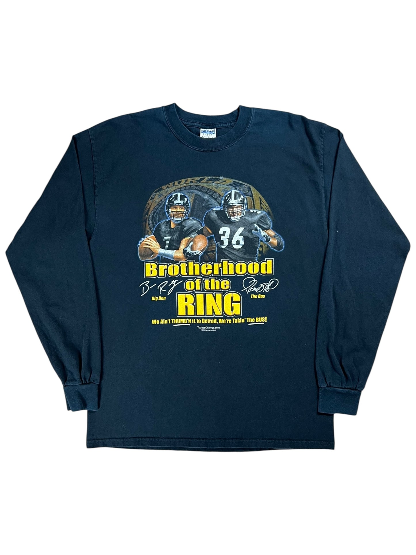 Vintage 2006 Pittsburgh Steelers Ben Roethlisberger Jerome Bettis NFL long sleeve shirt (L)
