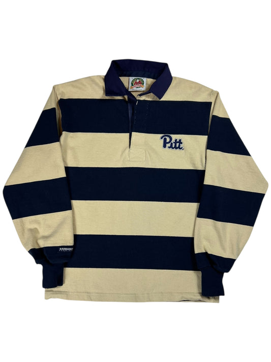 Vintage Y2K Pitt Panthers University of Pittsburgh striped polo rugby shirt (S)