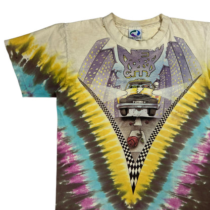 Vintage 1990 Liquid Blue Grateful Dead New York City distressed tie dye band tee (M)
