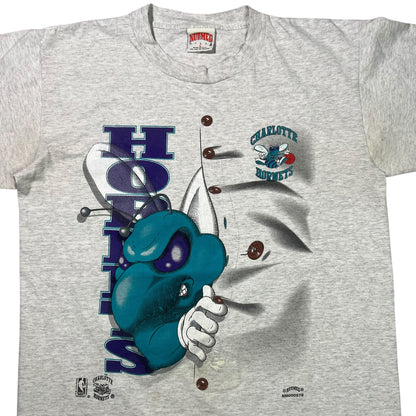 Vintage 90s Nutmeg Mills Charlotte Hornets mascot tee (M)