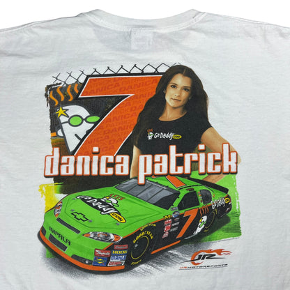 Y2K NASCAR Danica Patrick GoDaddy white racing tee (XXL)