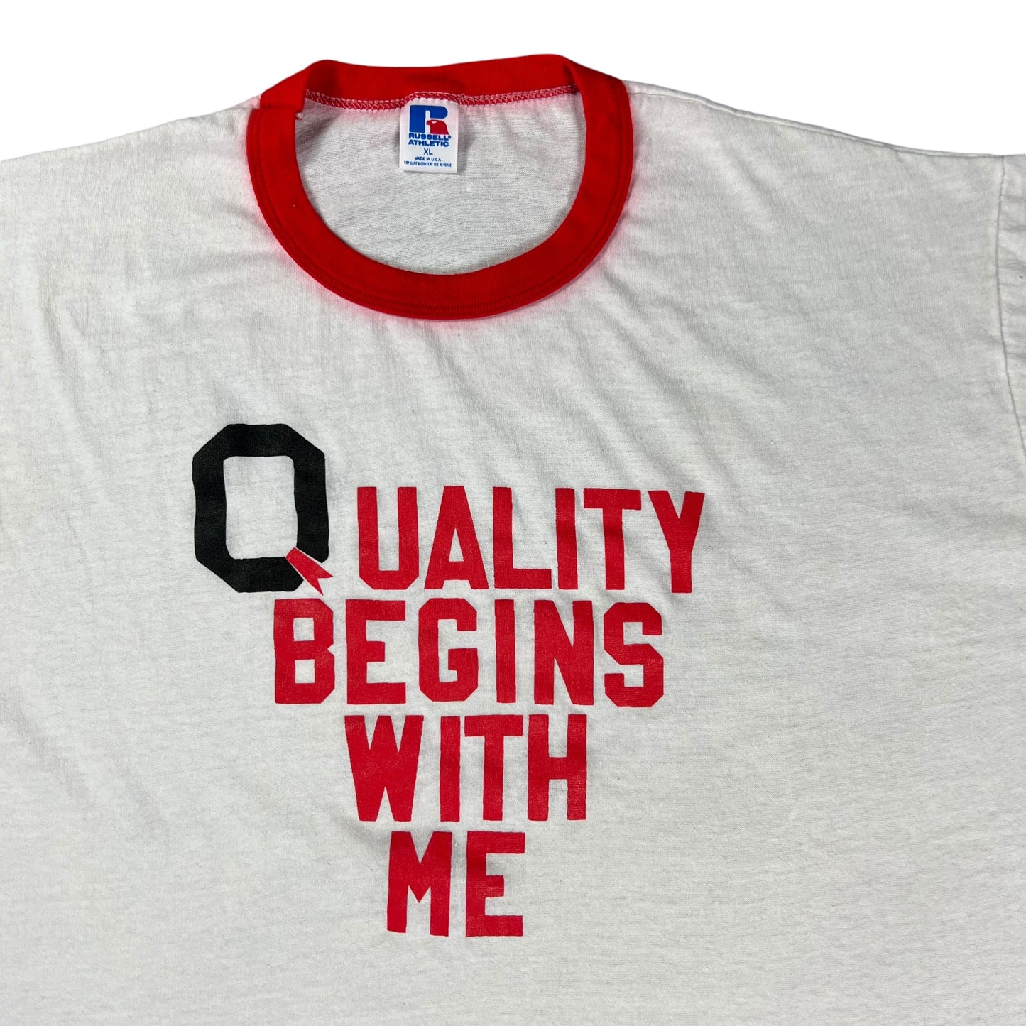 Vintage 80s Russell Athletic Quality begins with me ringer tee (XL)