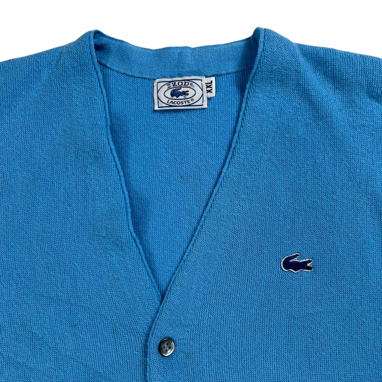 Vintage 80s IZOD Lacoste baby blue cardigan sweater (XL)