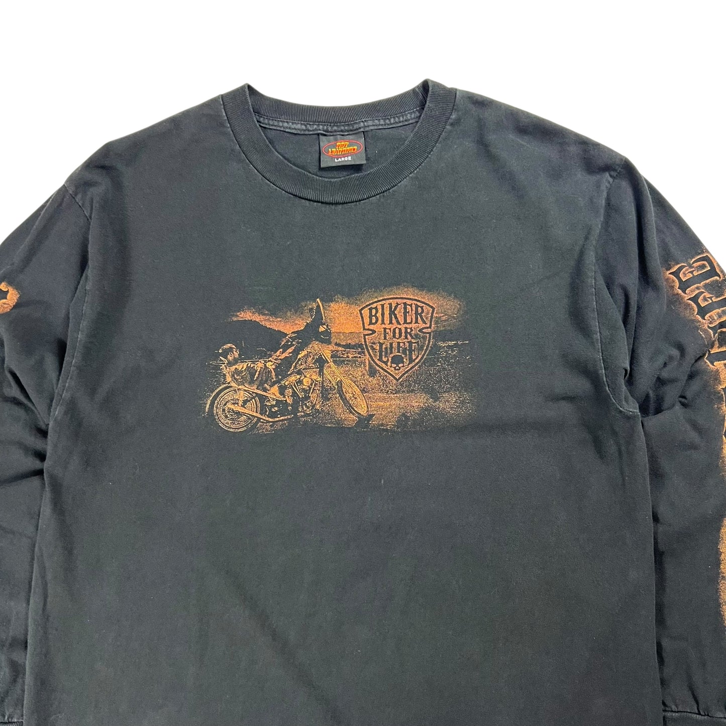 Vintage Y2K Hot Leathers Biker For Life long sleeve print shirt (L)