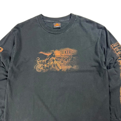Vintage Y2K Hot Leathers Biker For Life long sleeve print shirt (L)