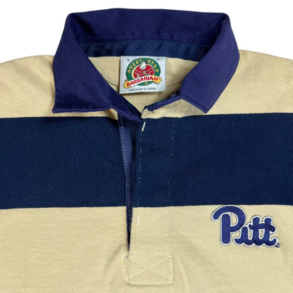 Vintage Y2K Pitt Panthers University of Pittsburgh striped polo rugby shirt (S)