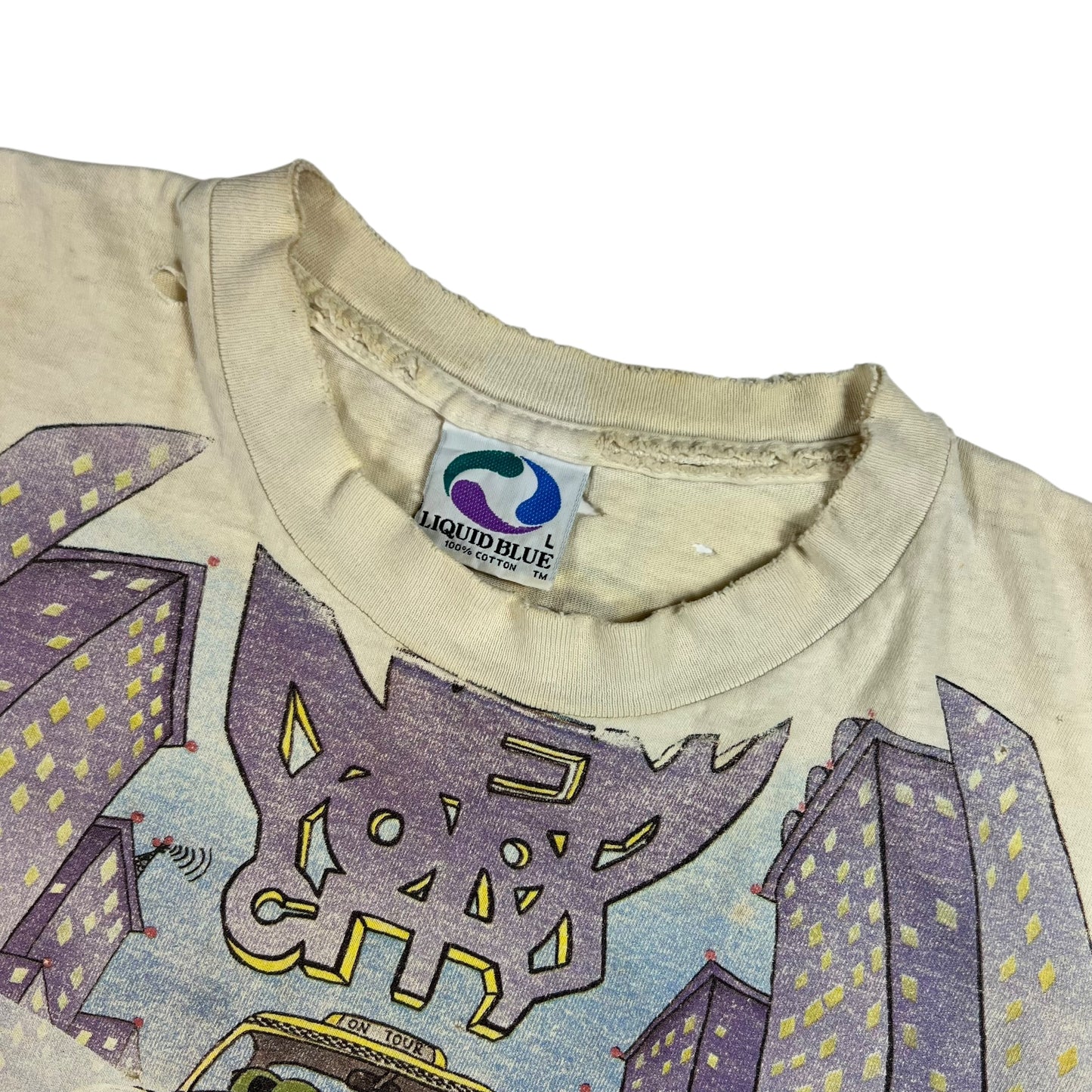 Vintage 1990 Liquid Blue Grateful Dead New York City distressed tie dye band tee (M)