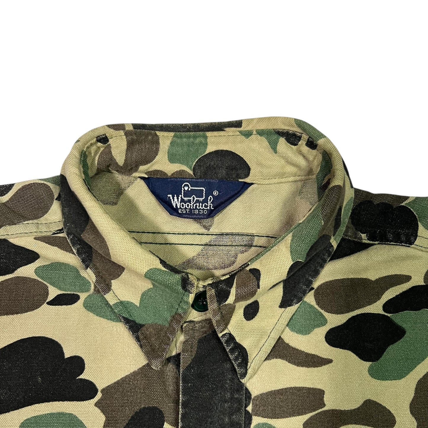 Vintage 80s Woolrich Duck Camo Chamois button up shirt (XL)