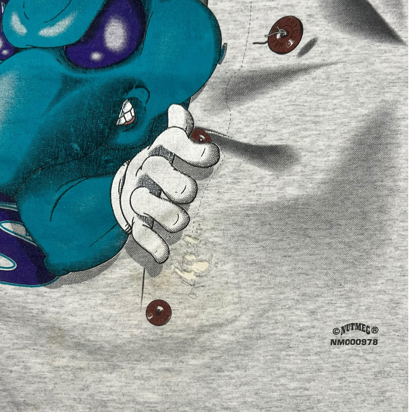 Vintage 90s Nutmeg Mills Charlotte Hornets mascot tee (M)