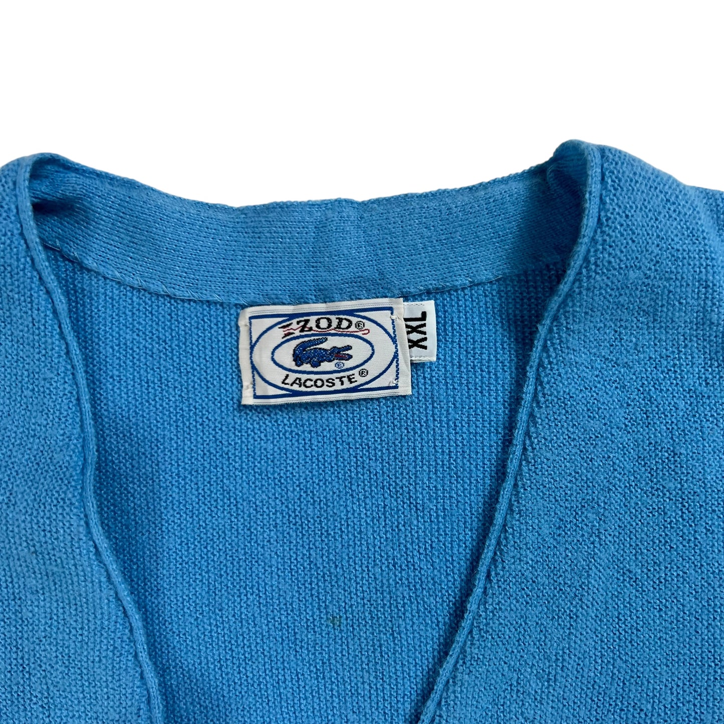 Vintage 80s IZOD Lacoste baby blue cardigan sweater (XL)