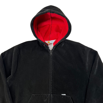 Vintage 80s Carhartt full zip black velvet velour zip up hoodie (M)