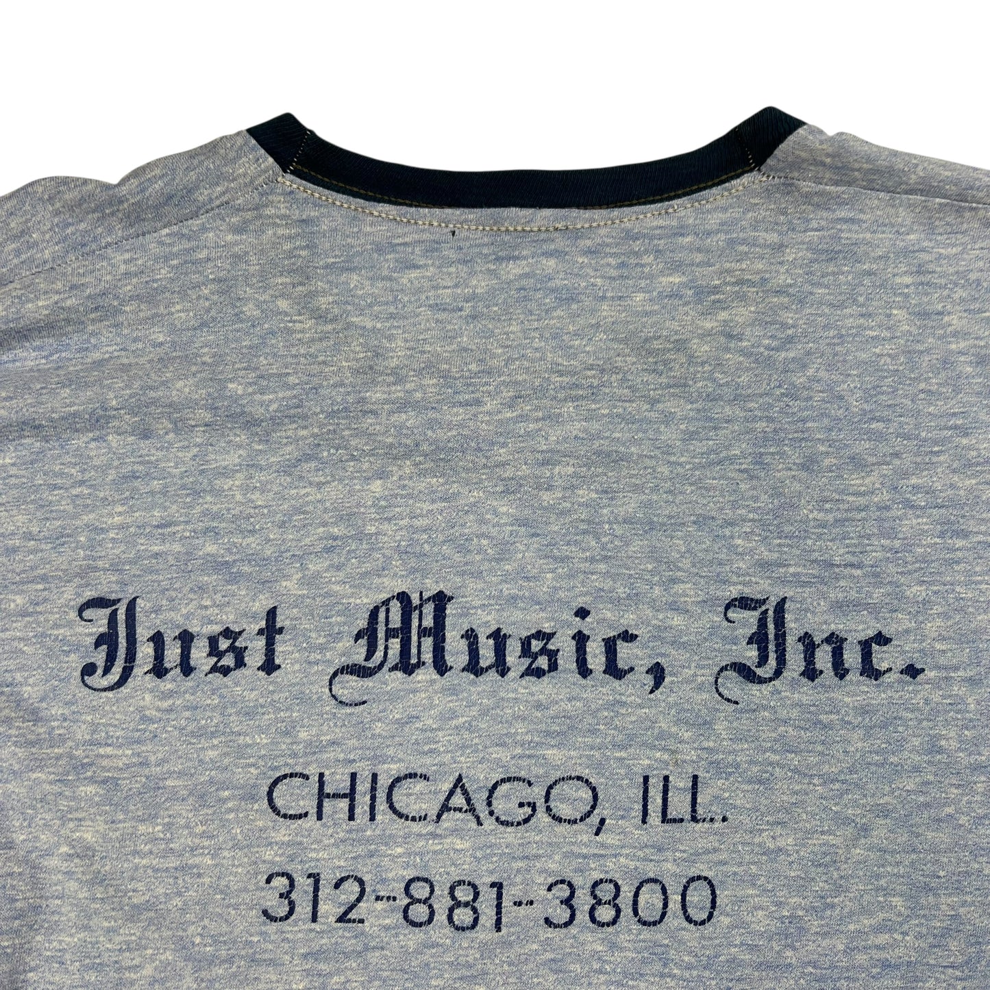 Vintage 1976 Just Music Inc. Chicago faded ringer tee (S)