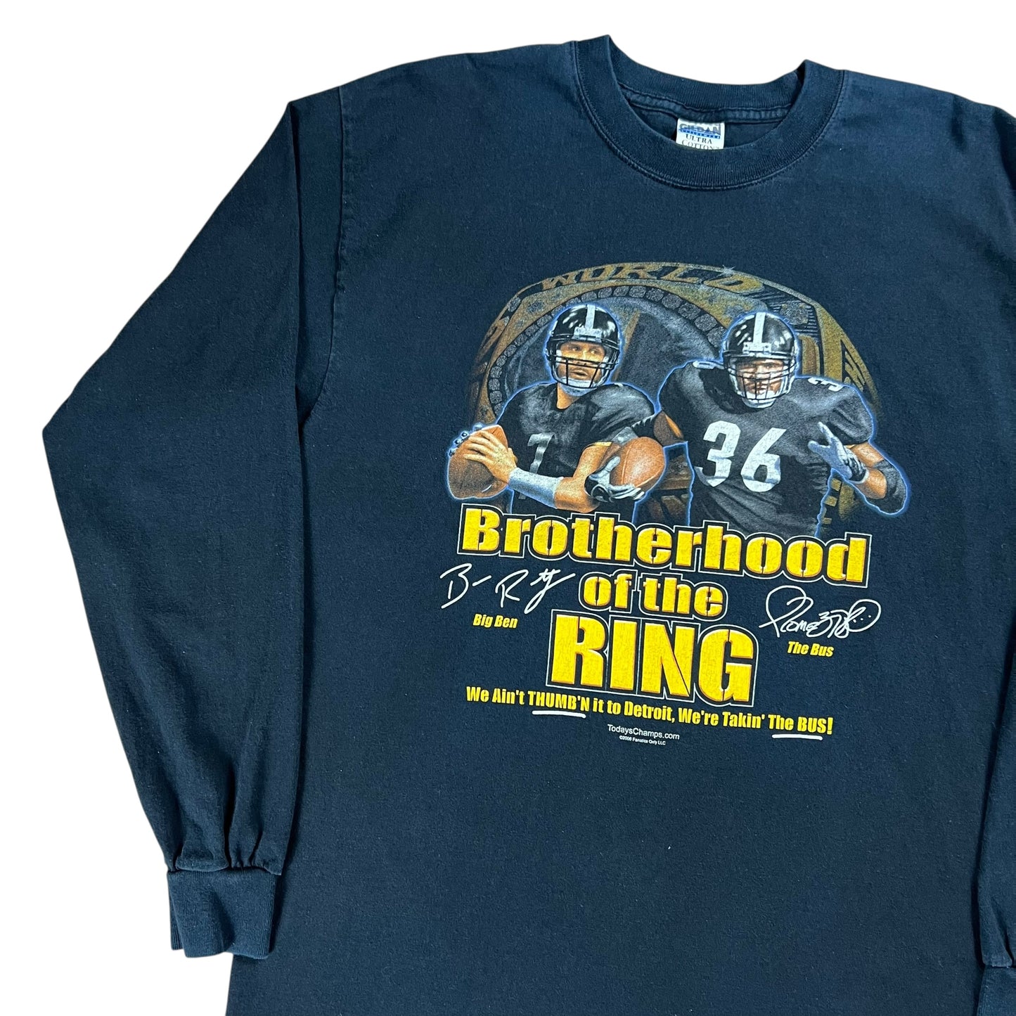 Vintage 2006 Pittsburgh Steelers Ben Roethlisberger Jerome Bettis NFL long sleeve shirt (L)