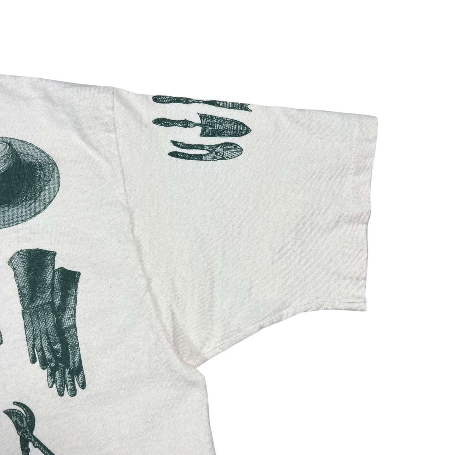 Vintage 1994 Gardening Tools all over print tee (L)