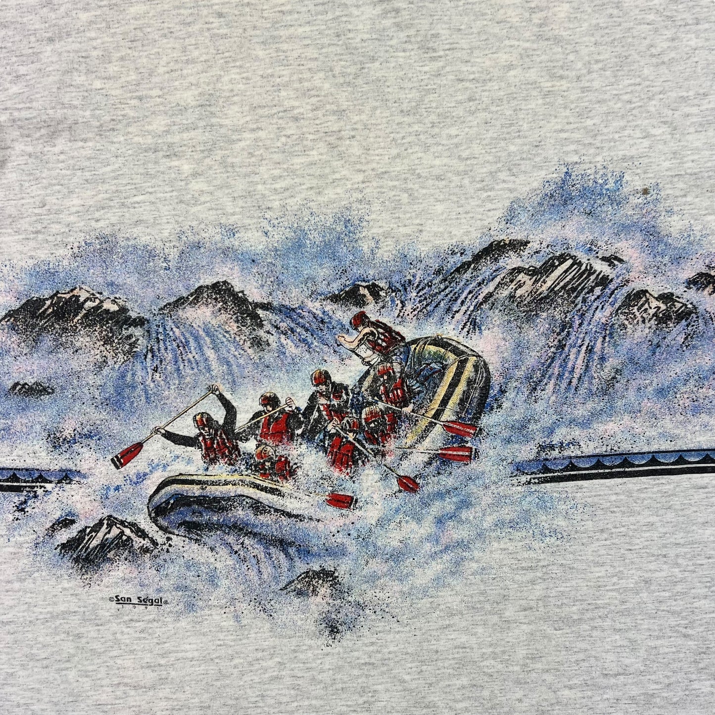 Vintage 1991 San Segal Raging River Survivor all over print nature tee (XL)