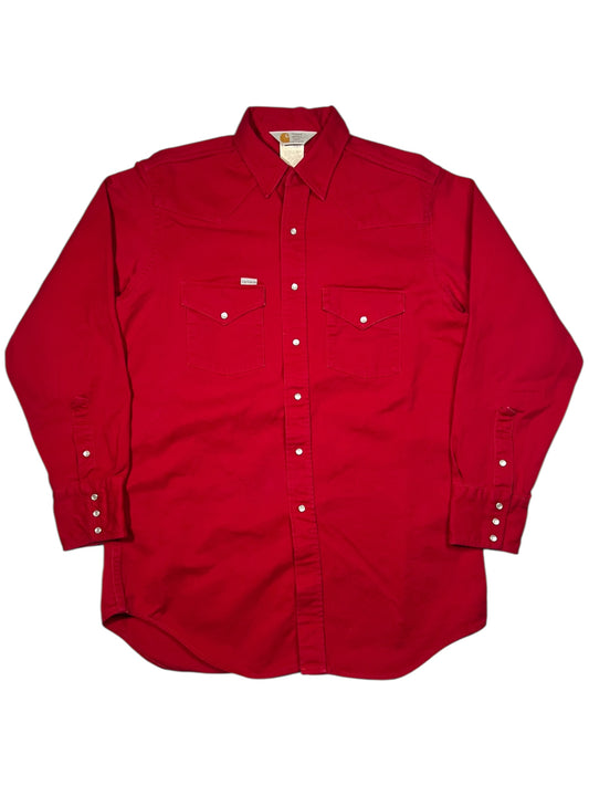Vintage 80s Carhartt Union made red pearl snap button up shirt (L)