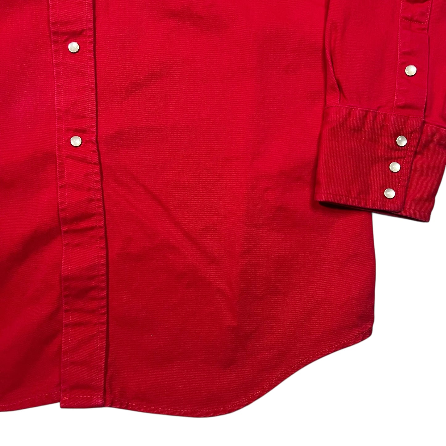Vintage 80s Carhartt Union made red pearl snap button up shirt (L)