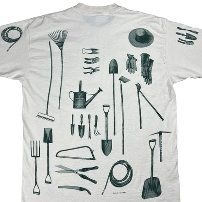 Vintage 1994 Gardening Tools all over print tee (L)