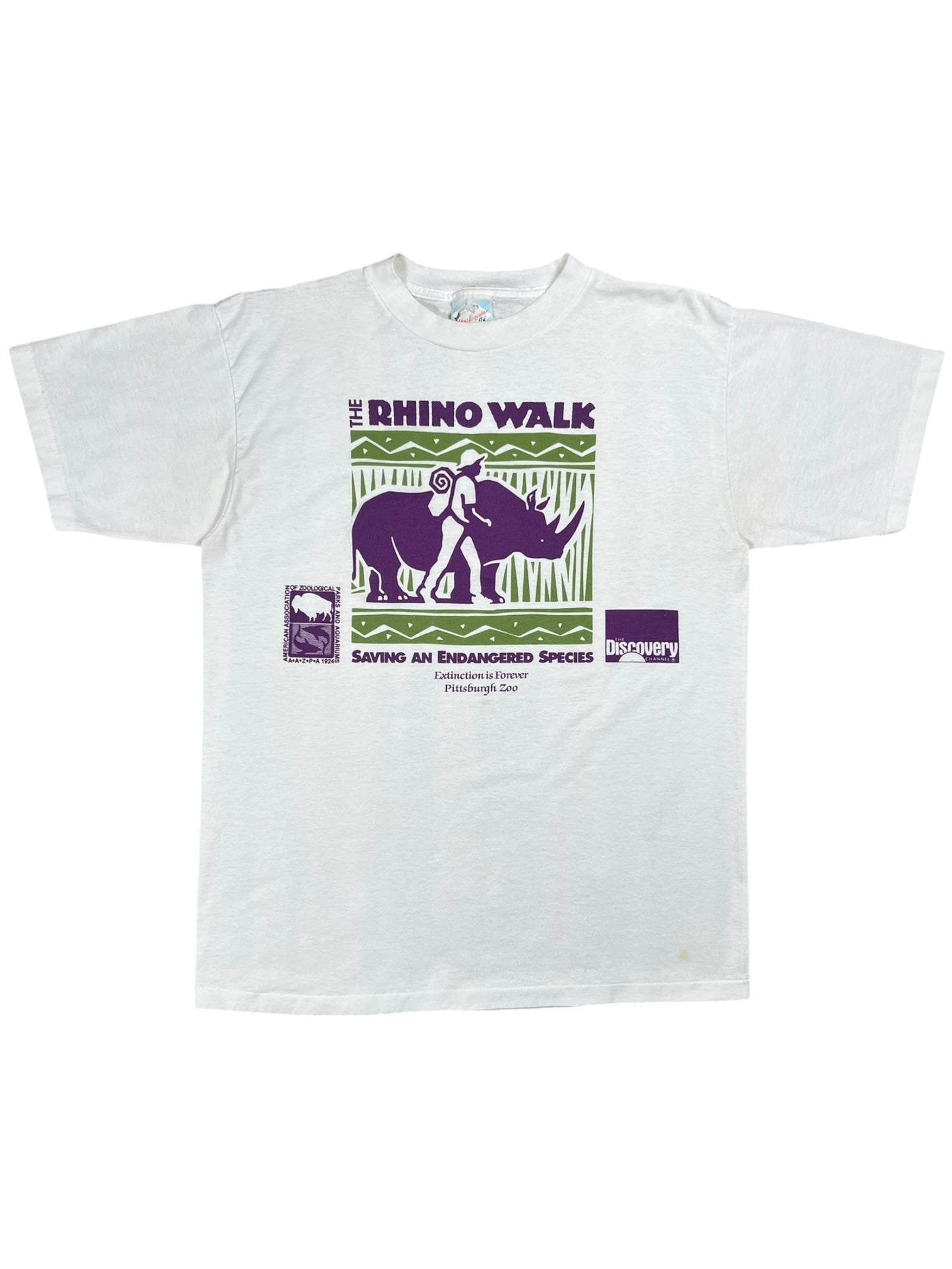 Vintage 90s Pittsburgh Zoo The Rhino Walk The Discovery Channel tee (M)