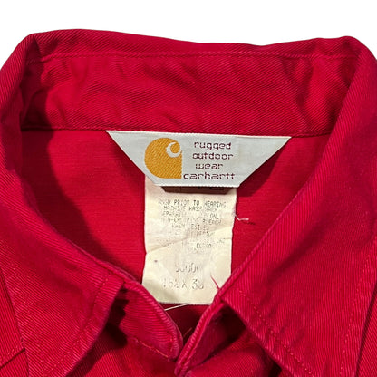 Vintage 80s Carhartt Union made red pearl snap button up shirt (L)