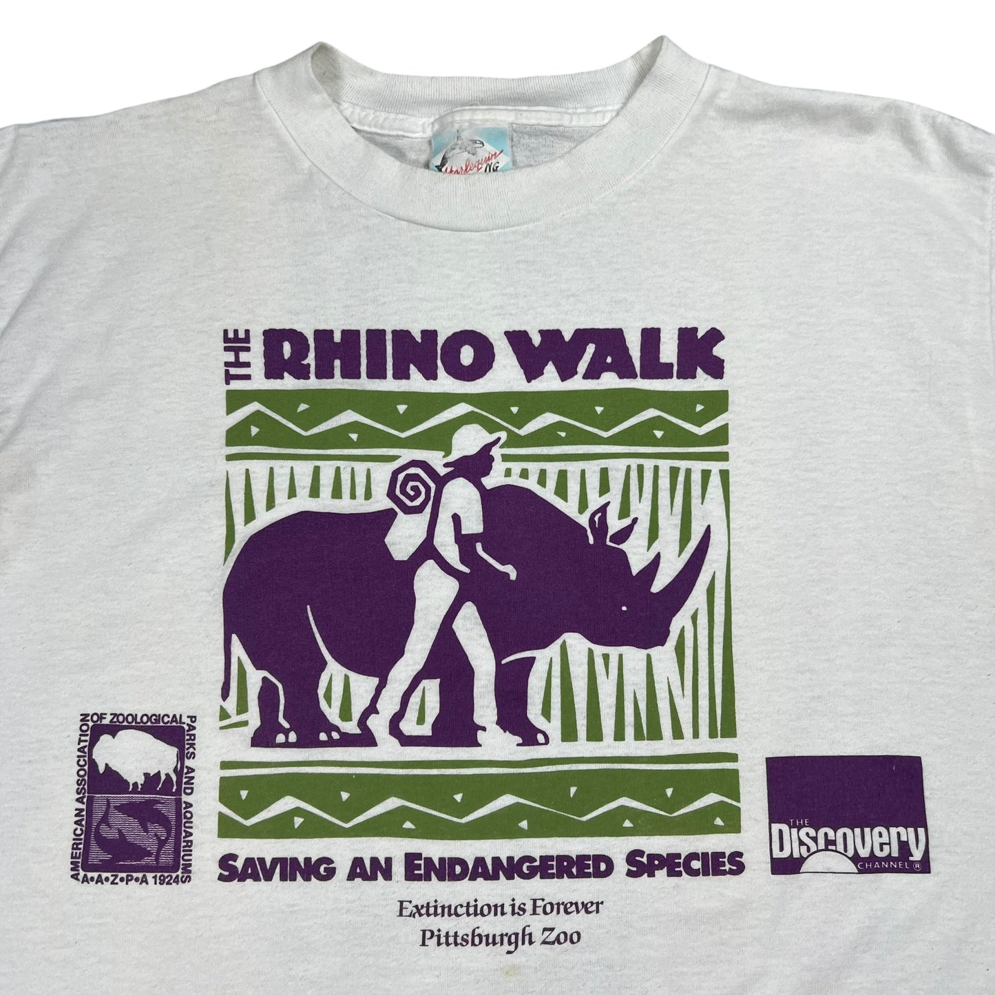 Vintage 90s Pittsburgh Zoo The Rhino Walk The Discovery Channel tee (M)