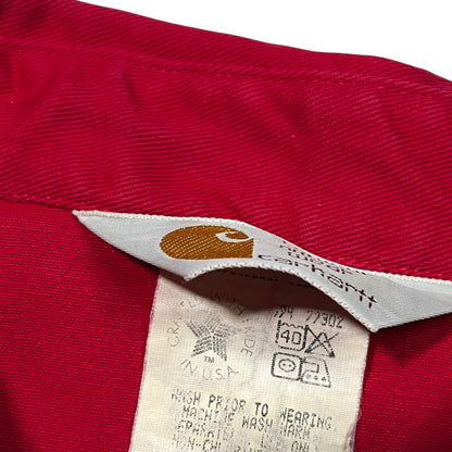 Vintage 80s Carhartt Union made red pearl snap button up shirt (L)