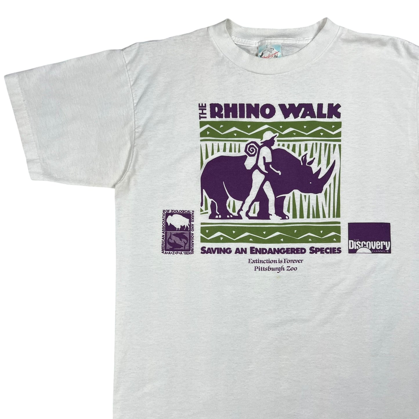 Vintage 90s Pittsburgh Zoo The Rhino Walk The Discovery Channel tee (M)