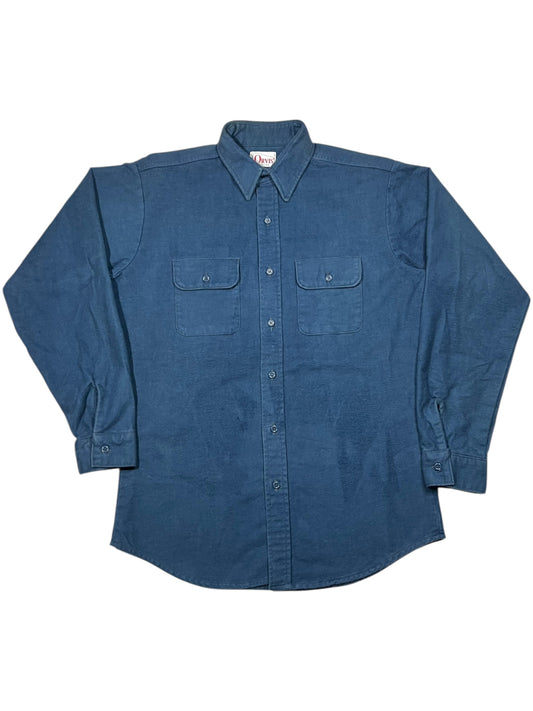 Vintage 80s Orvis blue chamois button up shirt (L)